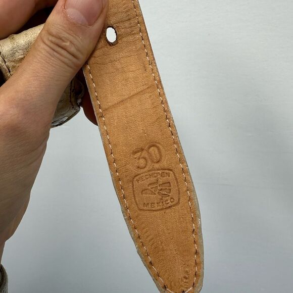 Genuine Crocodile Cream Beige Belt Large Croc Buckle Size XS/S - Picture 5 of 10